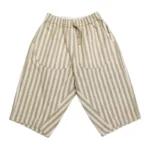 Custom khaki striped baby shorts, featuring lightweight breathable cotton fabric, classic vertical stripes