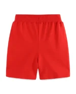 Custom solid red baby shorts, featuring a clean minimalist design, comfortable high-stretch elastic waistband, and premium soft cotton fabric. High-quality unisex infant summer shorts from a professional OEM/ODM clothing manufacturer.