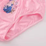 Close-up of pink baby girl briefs, showing soft elastic leg binding, durable twin-needle stitching on breathable cotton toddler underwear, professional OEM/ODM kids innerwear manufacturer in China.