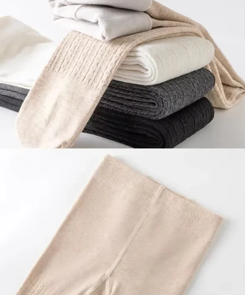 Display of custom ribbed baby tights in neutral colors, featuring high-stretch vertical knit and roomy diaper-friendly crotch. Premium soft cotton infant pantyhose collection from a professional OEM/ODM manufacturer.